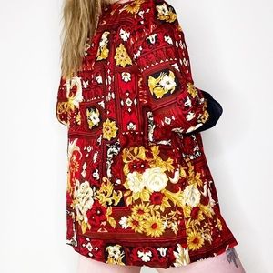 *sold* black & red floral kimono style blazer